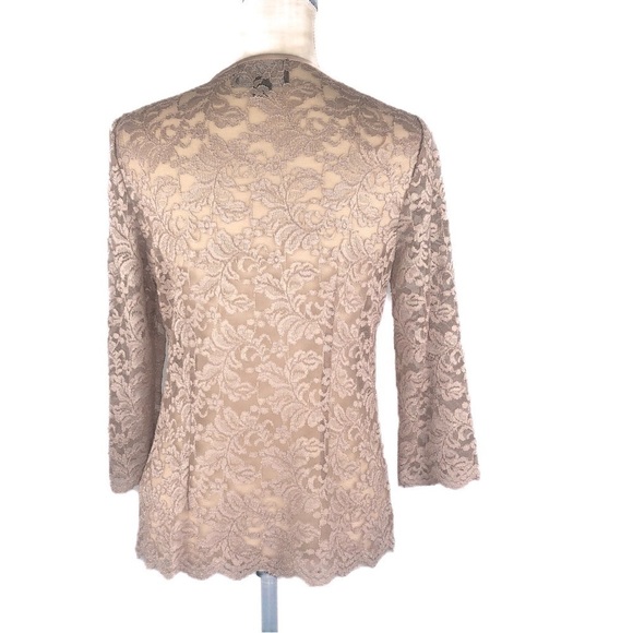 ALEX EVENINGS (6P) Two piece taupe lace and chiffon dress - Picture 9 of 14